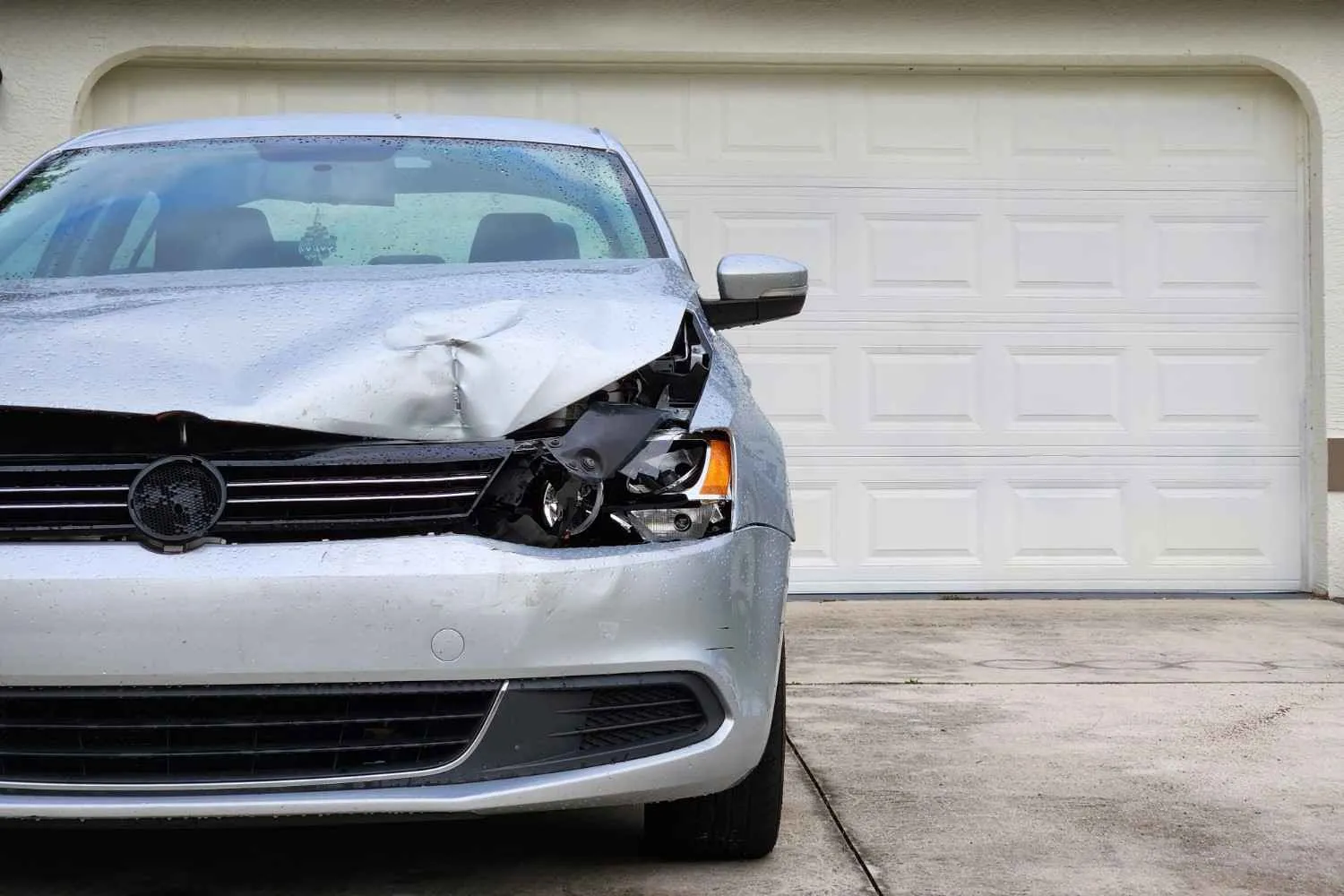 Repaired vehicle in a service bay